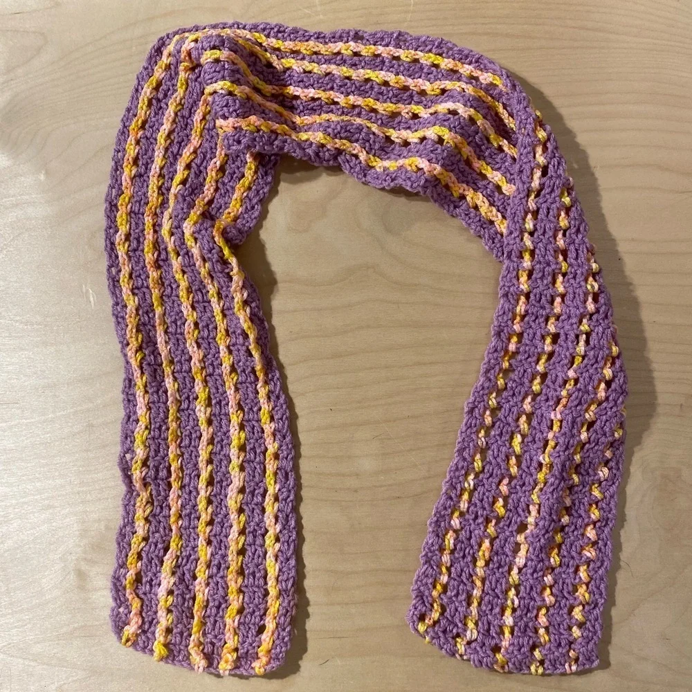 Striped Purple and Yellow Knit Scarf (OV)